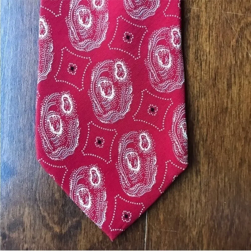 Vintage Erremio Tie, Red Abstract 100% Silk, Handmade in Italy
